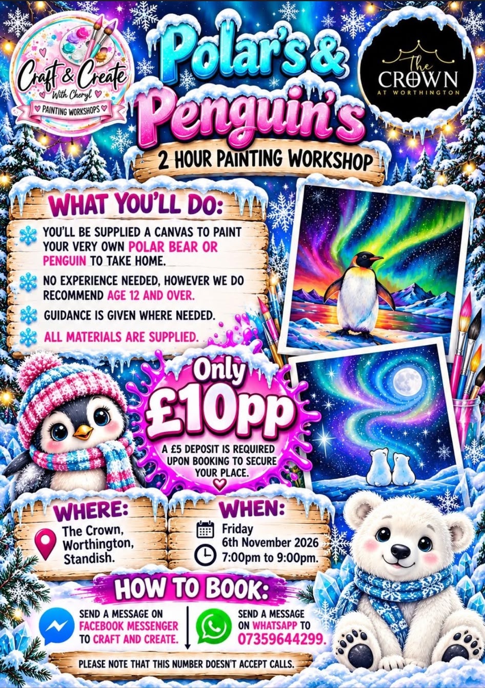 Polar's & Penguins 2 hours painting workshop